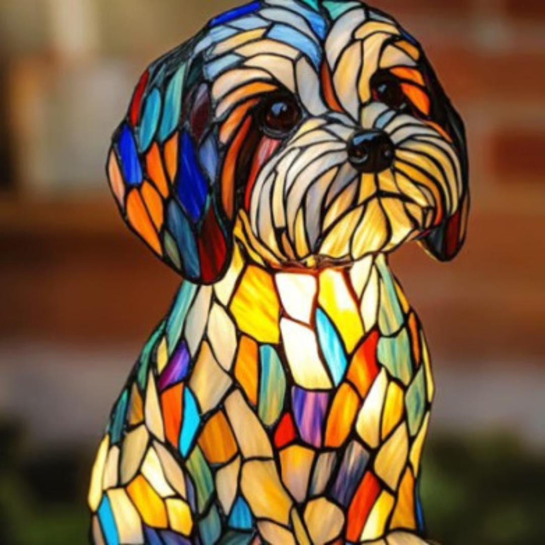 Papouille | Magical Dog Lamp Made of Colored Glass