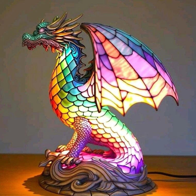Ignis | Magical dragon lamp made of colored glass