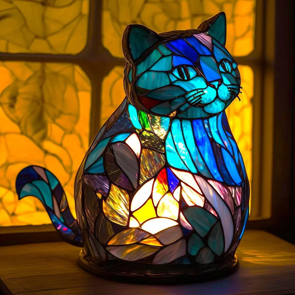 Nala | Magical Cat Lamp Made of Colored Glass