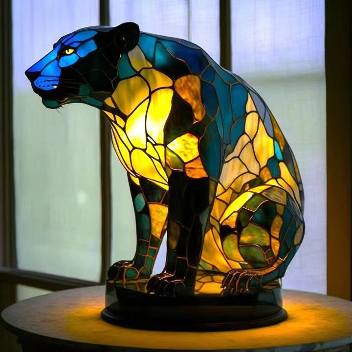 Fauve | Panther Lamp Magical Made of Colored Glass
