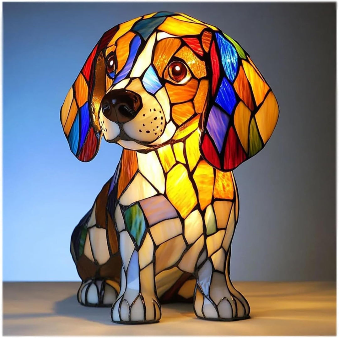 Coco | Magical Dog Lamp Made of Colored Glass