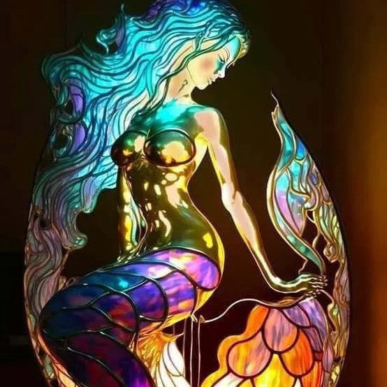 Arielle | Magical Mermaid Lamp Made of Colored Glass