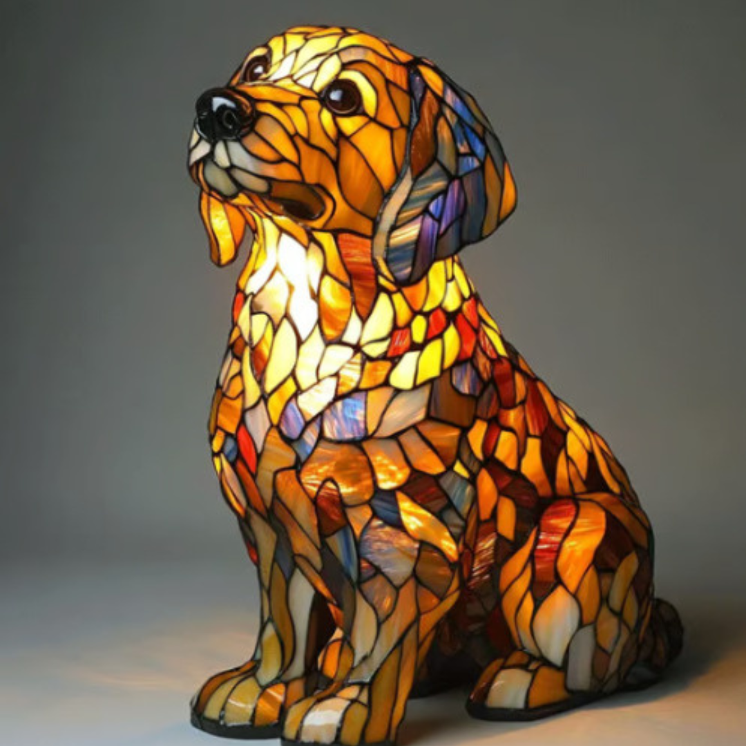 Nounours | Magical Dog Lamp Made of Colored Glass