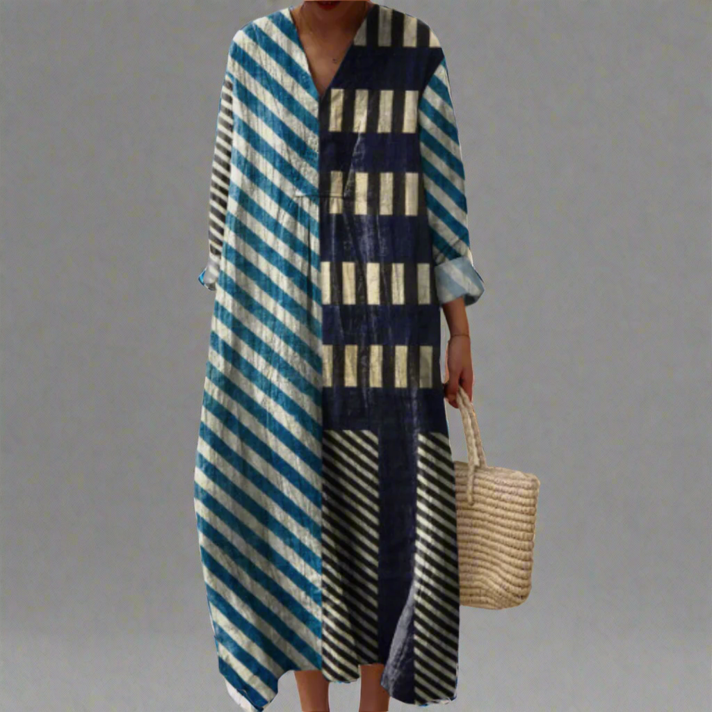 Martha™ | Modern Striped Patchwork Midi Skirt