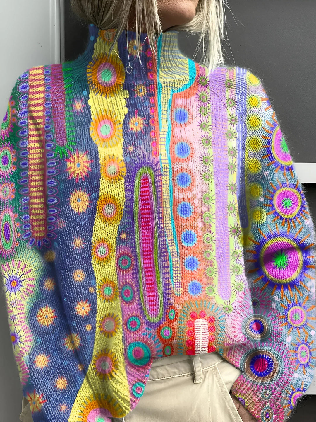 Noah - Abstract Knit Turtleneck Sweater