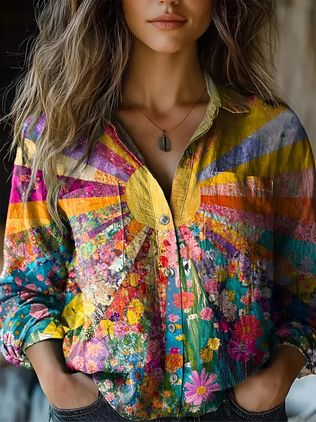 Hazel - Sunrise Patchwork Blouse