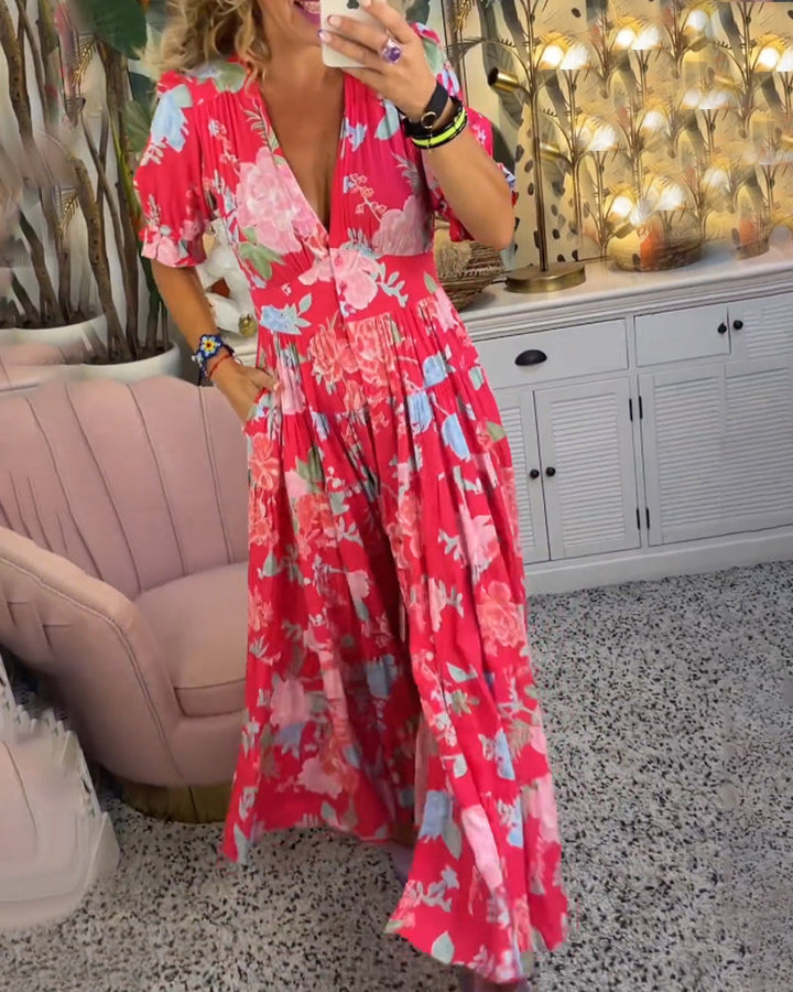 Hope - Floral Dress - A-line - Puff sleeves