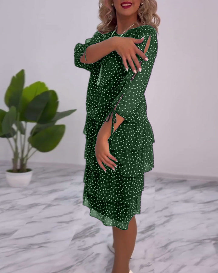 Flava™ - Elegant Polka Dot Print Dress