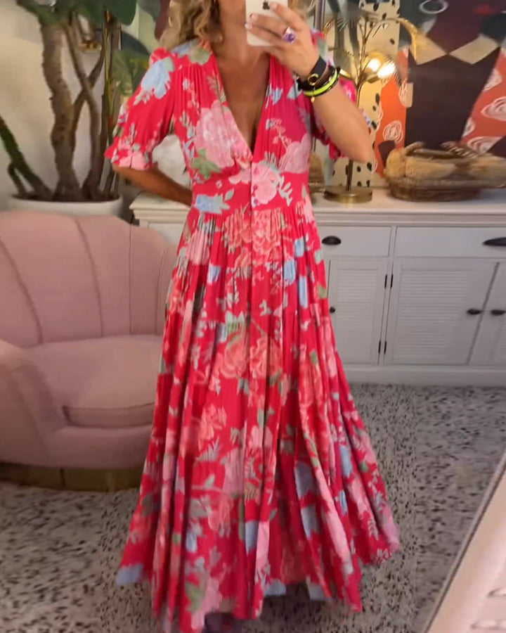 Hope - Floral Dress - A-line - Puff sleeves