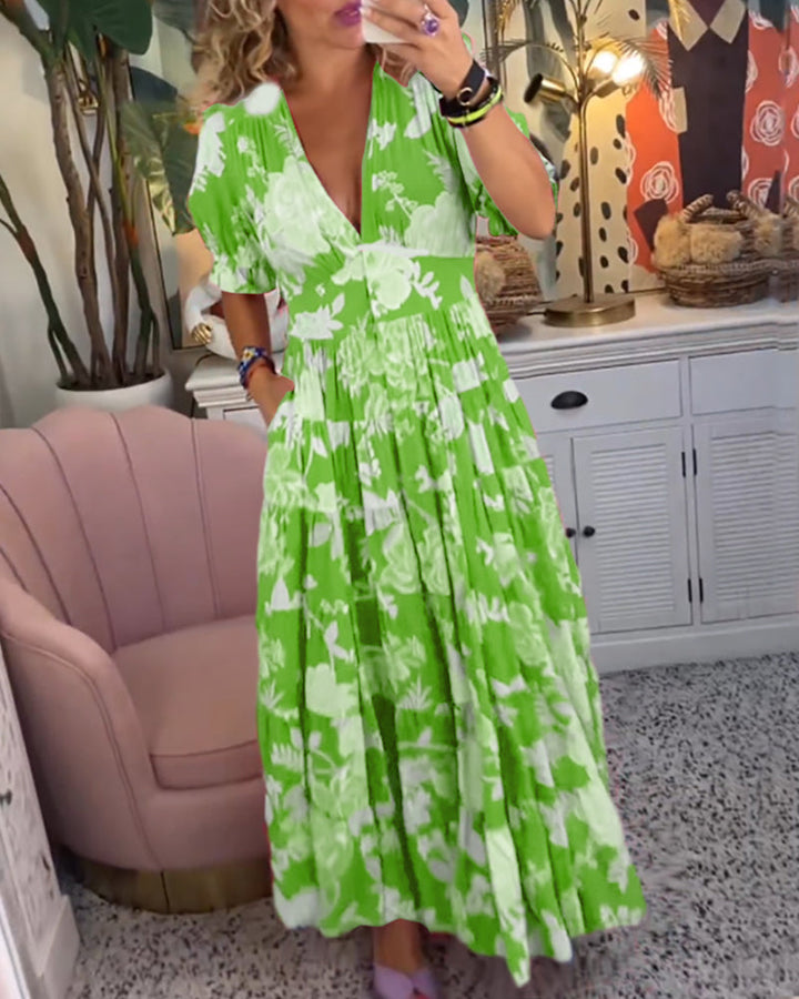 Hope - Floral Dress - A-line - Puff sleeves