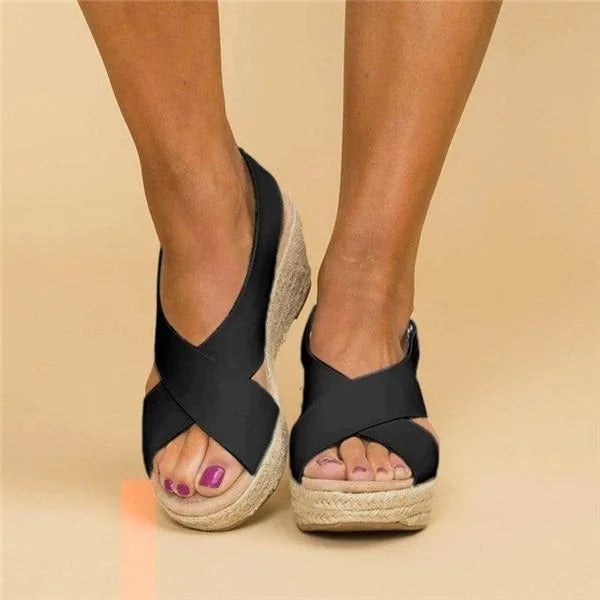 Nelson Bay Cross-Strap Wedge Sandals