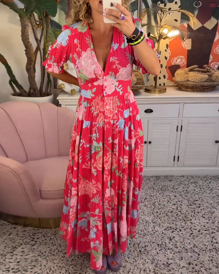 Hope - Floral Dress - A-line - Puff sleeves