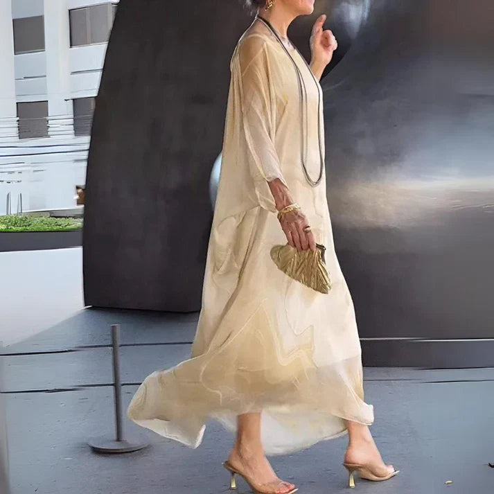 Arabella Rose™ Elegant Silk Chiffon Dress