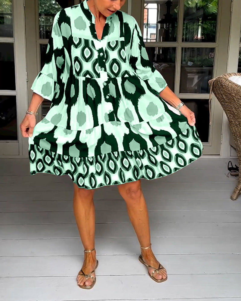 Laura -  Stylish Print Dress with 3/4 sleeves