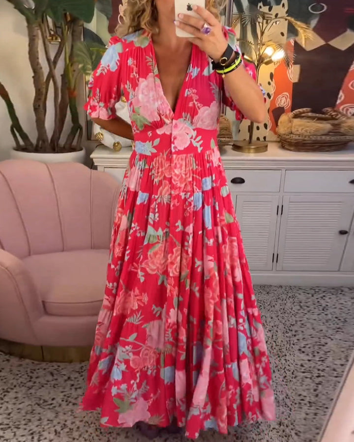 Hope - Floral Dress - A-line - Puff sleeves