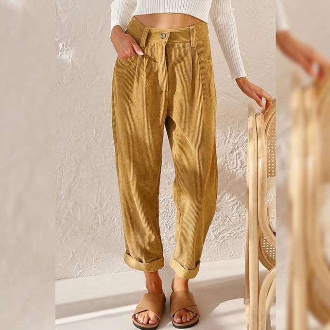 Noel- High waist Corduroy Pants