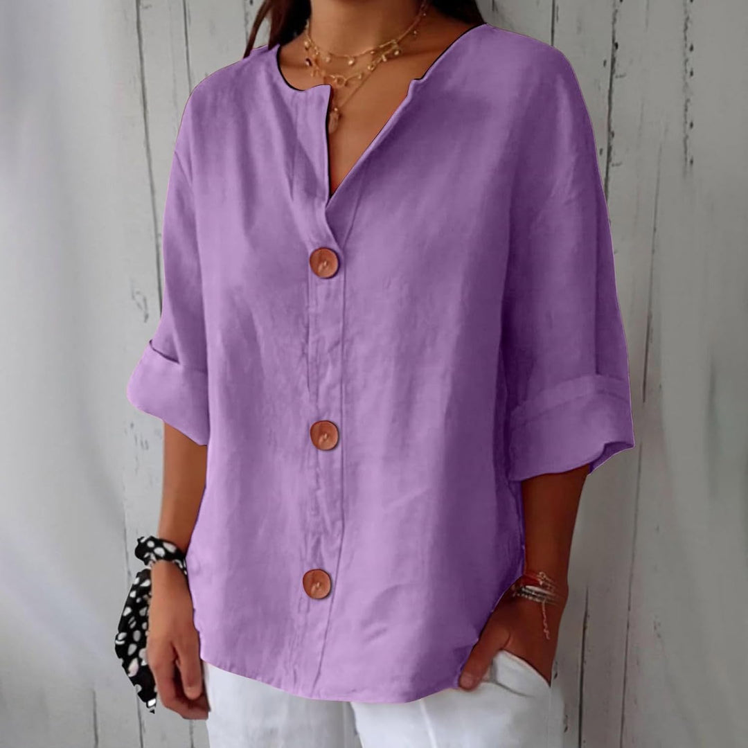 Noora™ | Relaxed Linen Blouse for Timeless Elegance