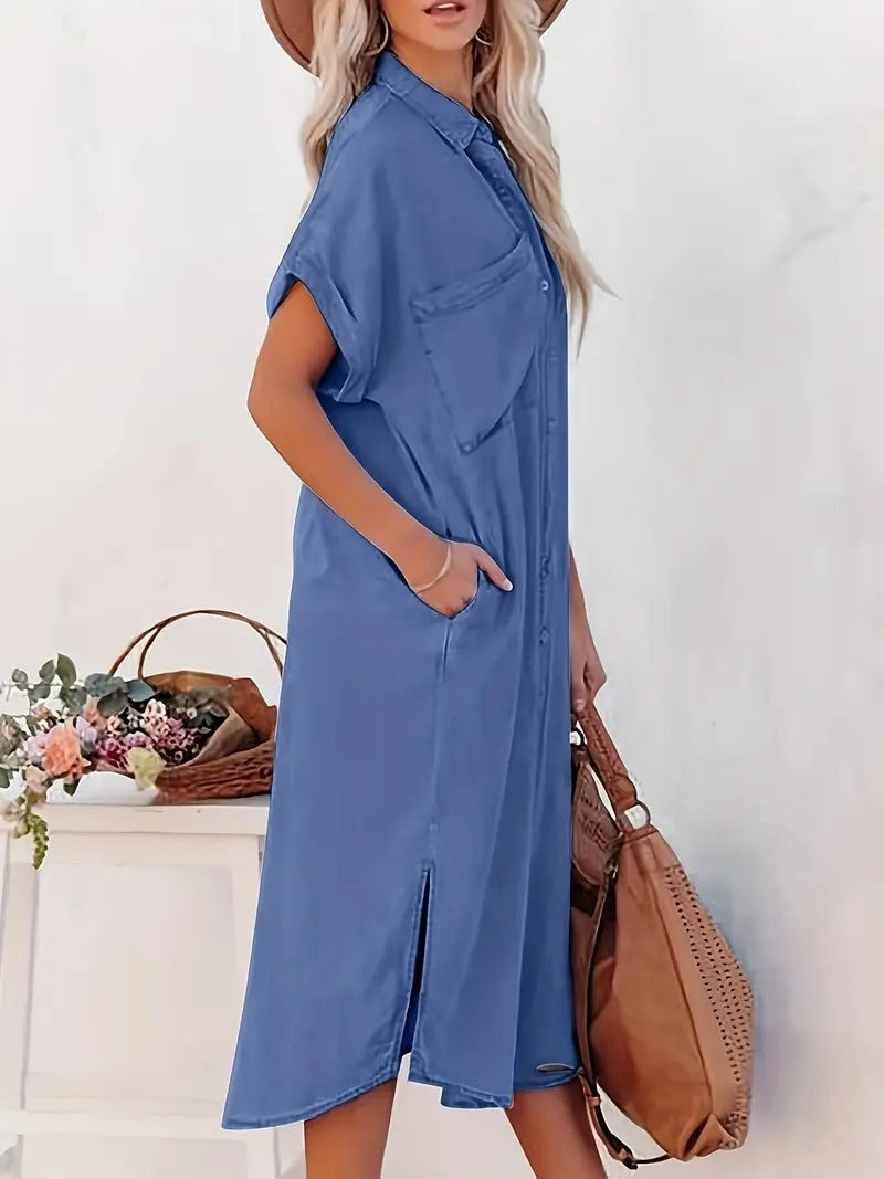Erin - Denim Dress - Batwing sleeves