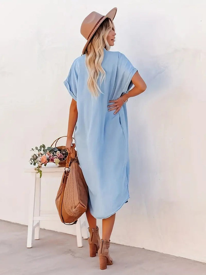 Erin - Denim Dress - Batwing sleeves