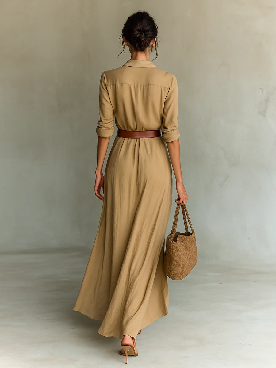 Isabella | Elegant Long Sleeve Belted Dress