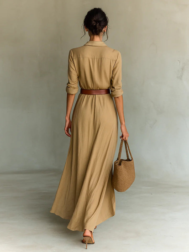 Isabella | Elegant Long Sleeve Belted Dress