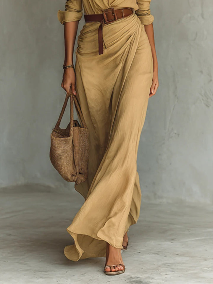 Isabella | Elegant Long Sleeve Belted Dress
