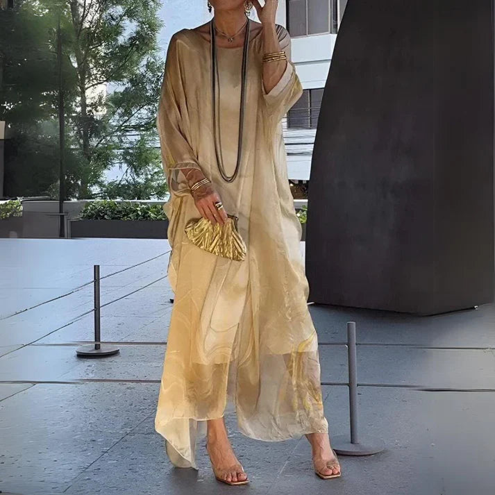 Arabella Rose™ Elegant Silk Chiffon Dress
