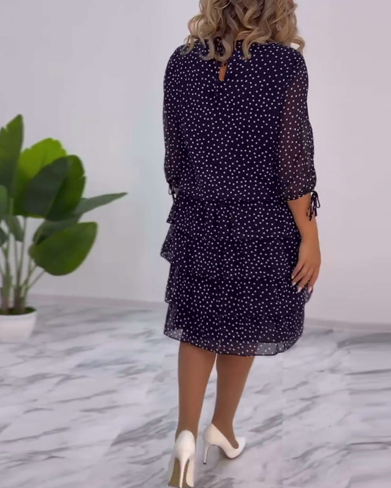 Flava™ - Elegant Polka Dot Print Dress
