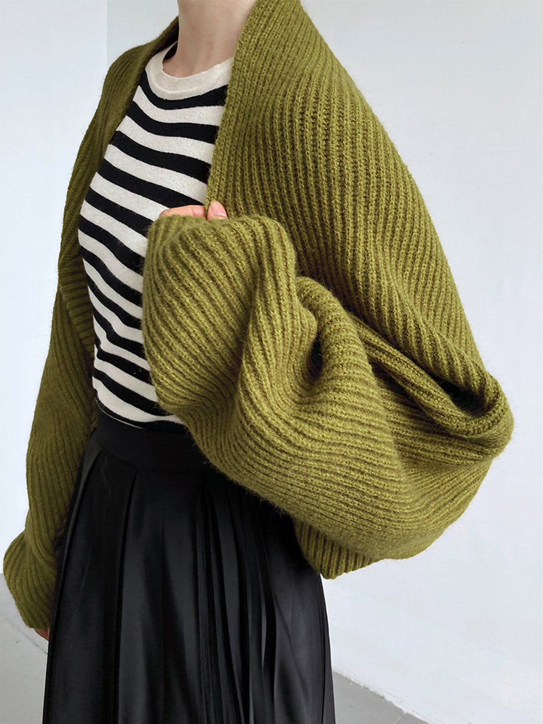 Margaret – Solid Open-Front Shrug Sweater