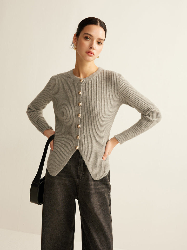 Janet | Gray Button Down Split Cardigan