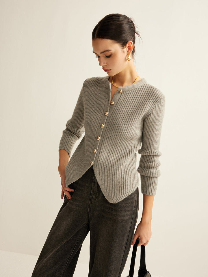 Janet | Gray Button Down Split Cardigan