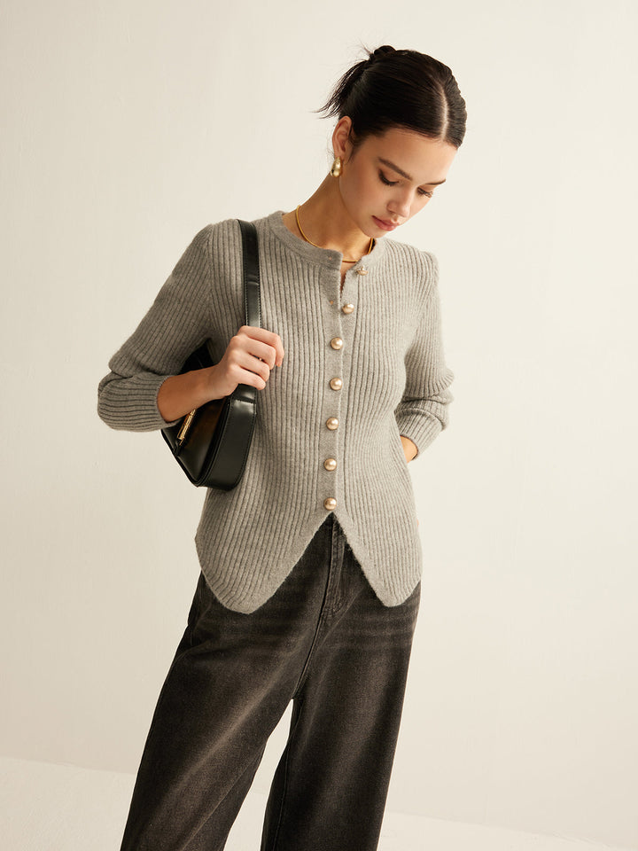 Janet | Gray Button Down Split Cardigan