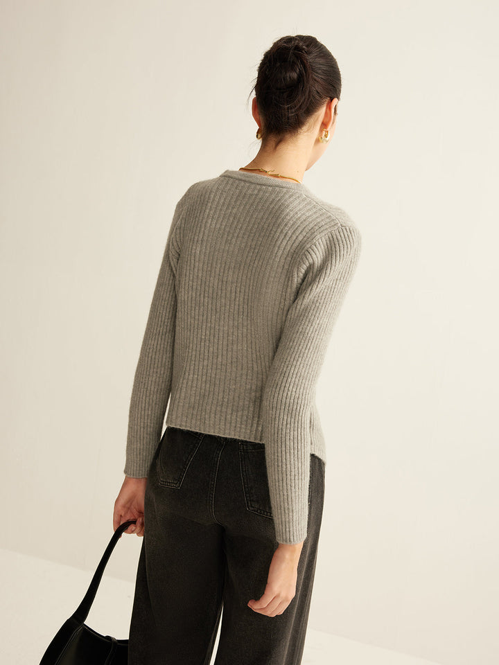 Janet | Gray Button Down Split Cardigan