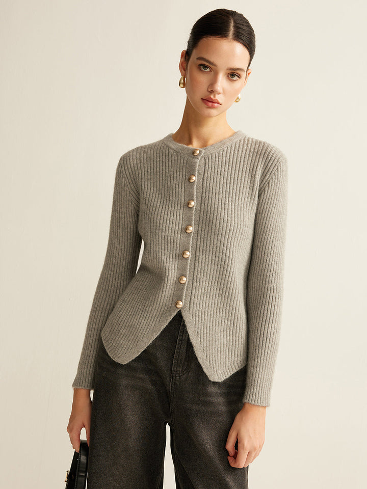 Janet | Gray Button Down Split Cardigan