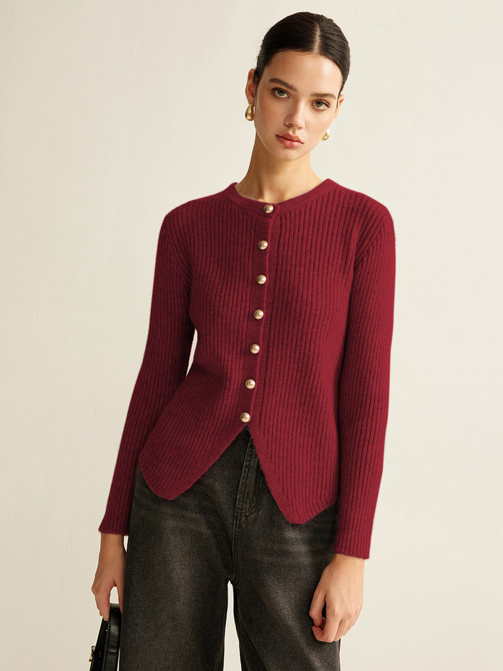 Janet | Burgundy Button Down Split Cardigan