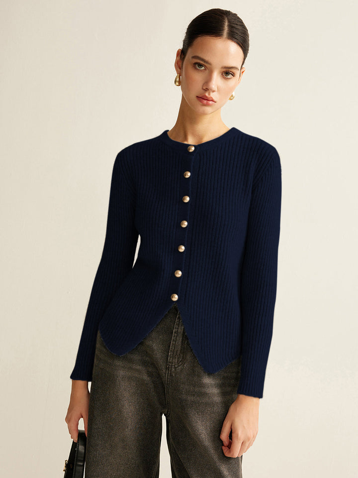 Janet | Navy Button Down Split Cardigan