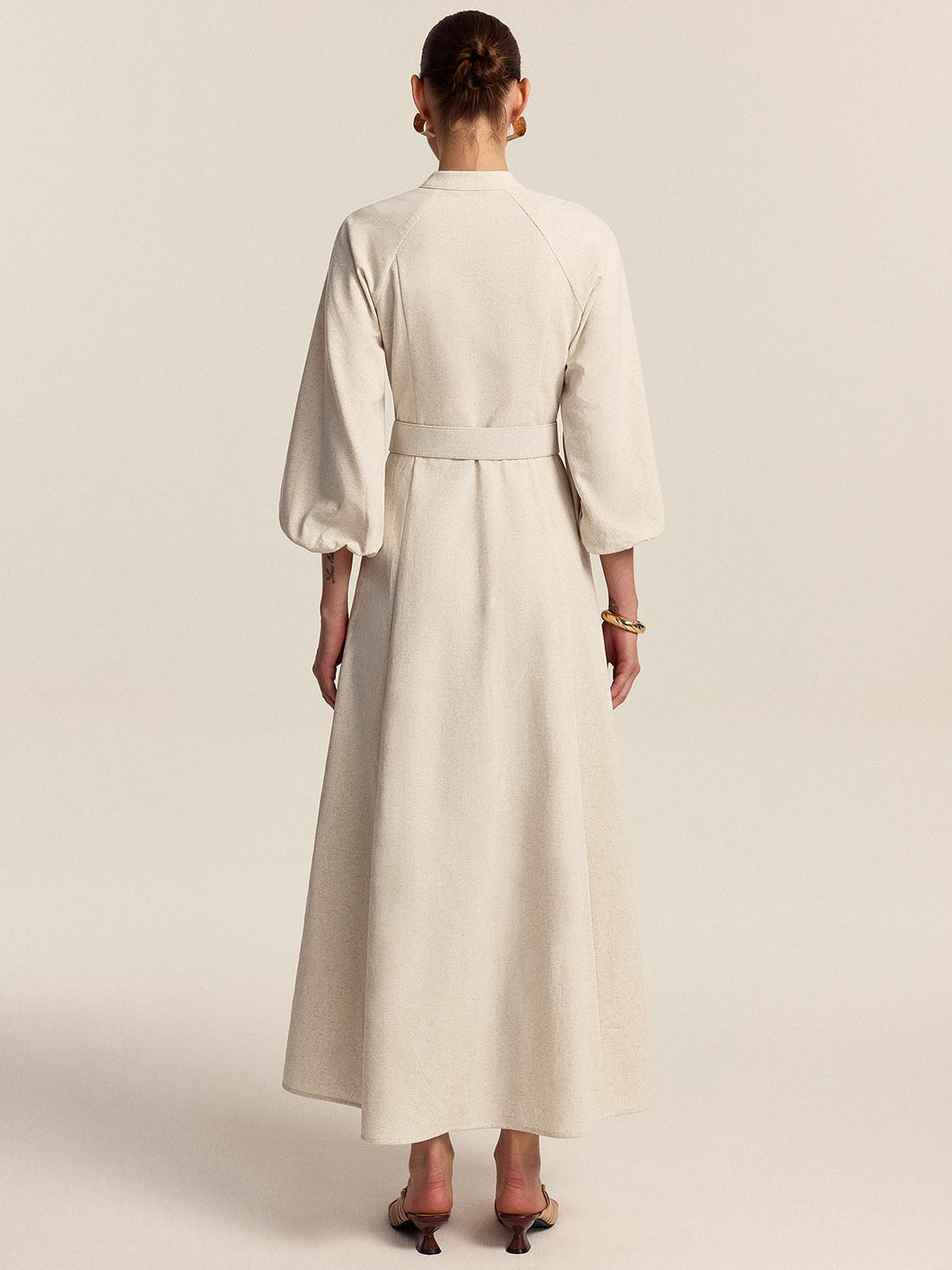 Anna – Belted Button Front Maxi Dress