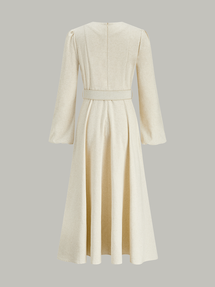 Margaret – Button Front Belted Midi Dress