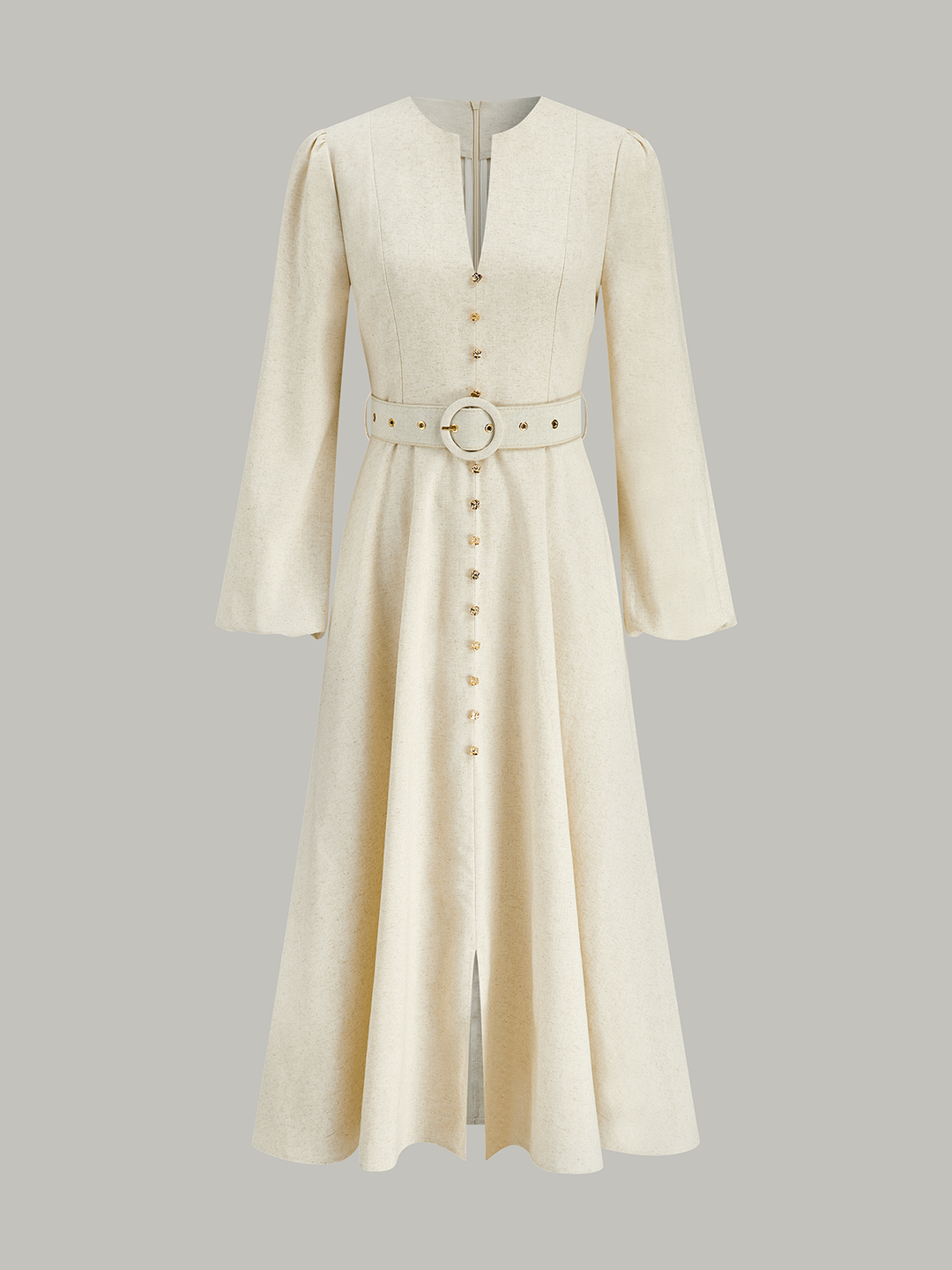 Margaret – Button Front Belted Midi Dress