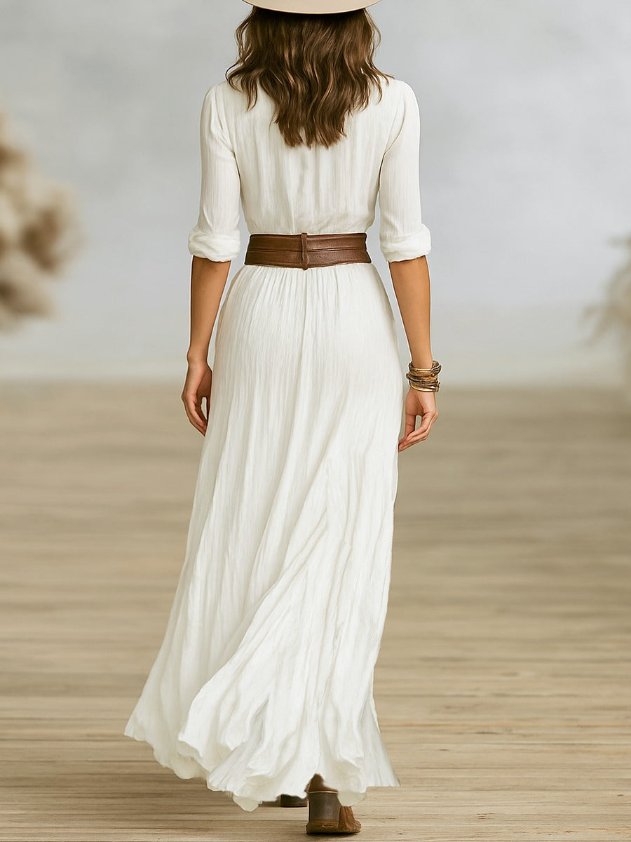 Elara | Long Sleeve Pleated Dress