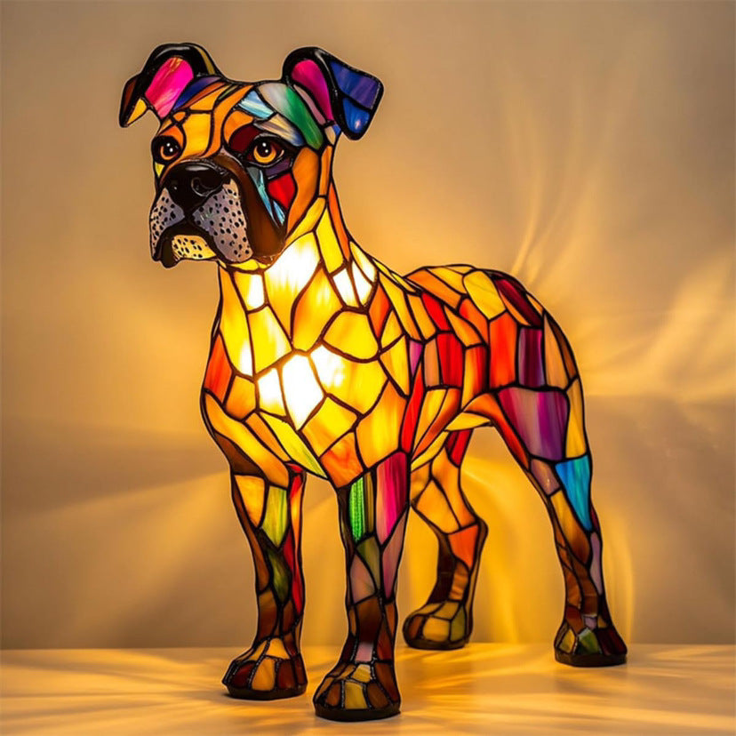 Tyson | Magical Dog Lamp Made of Colored Glass