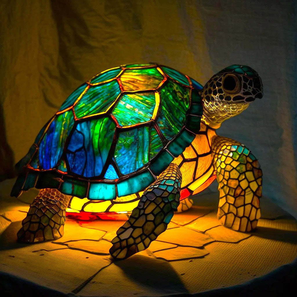 Sammy | Magical Turtle Lamp Made of Colored Glass