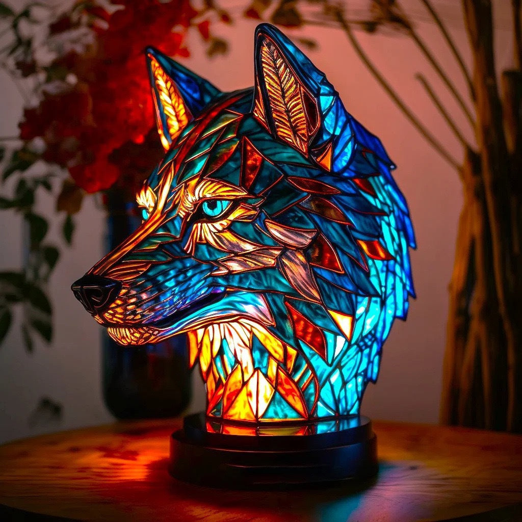 Blaze | Magical wolf lamp made of colored glass