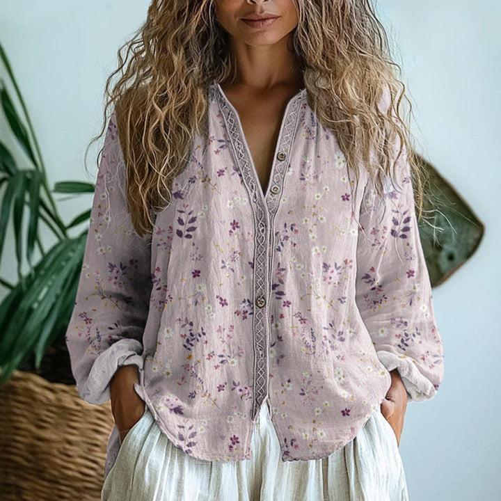 Diane | Vintage Leaf Print Blouse