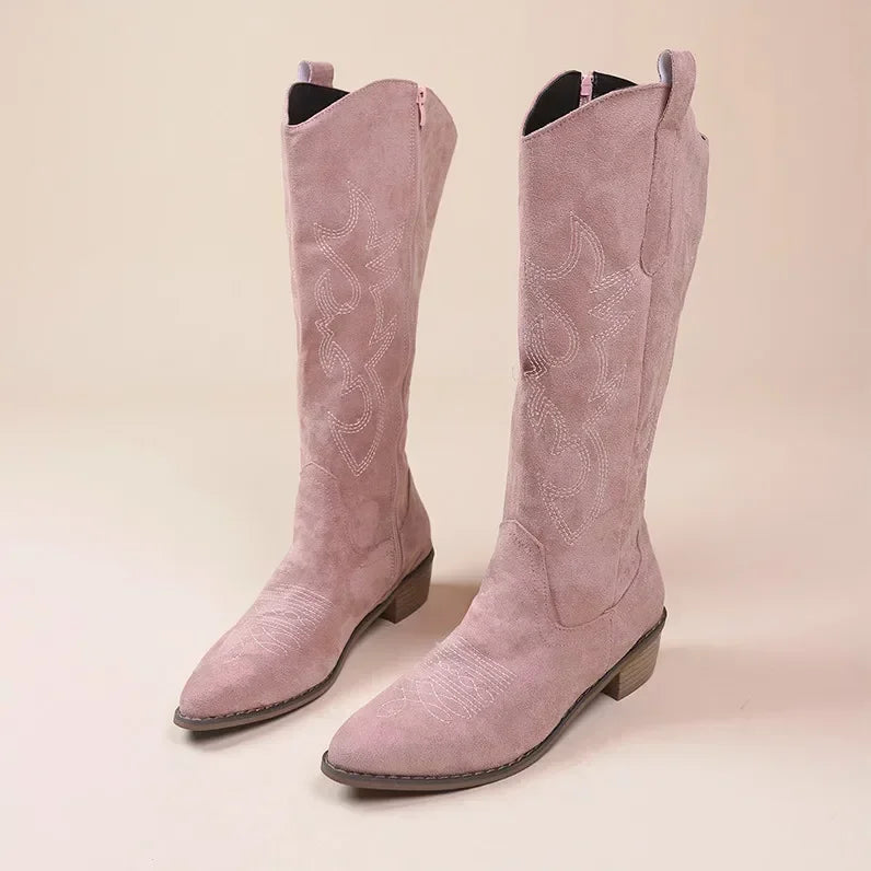 Georgia - Knee-high cowboy boots - Embroidery detail