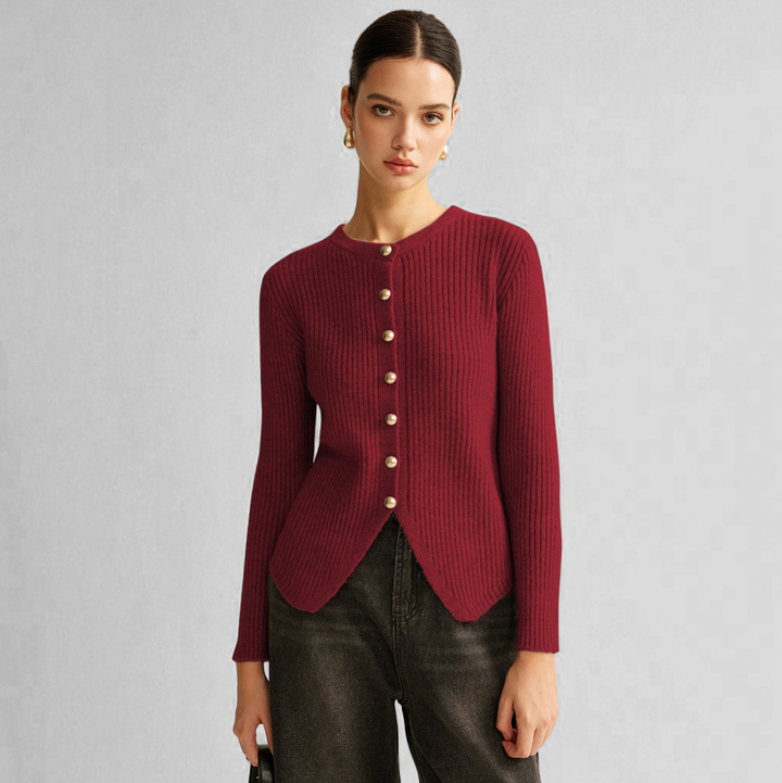 Janet | Burgundy Button Down Split Cardigan