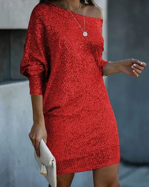Noir - Off-Shoulder Sequin Mini Dress