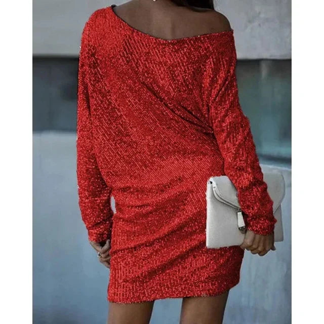 Noir - Off-Shoulder Sequin Mini Dress