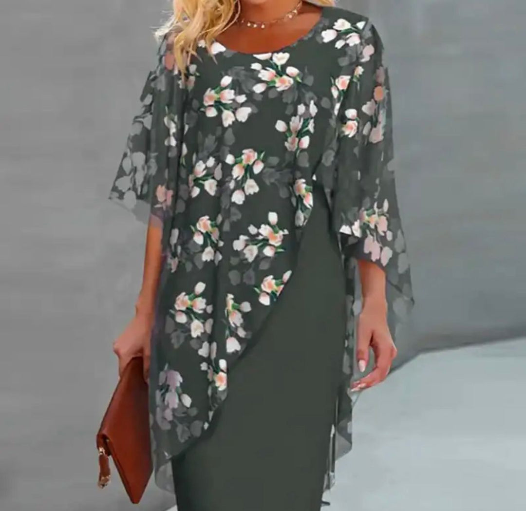 Dina- Sheer Capelet Dress