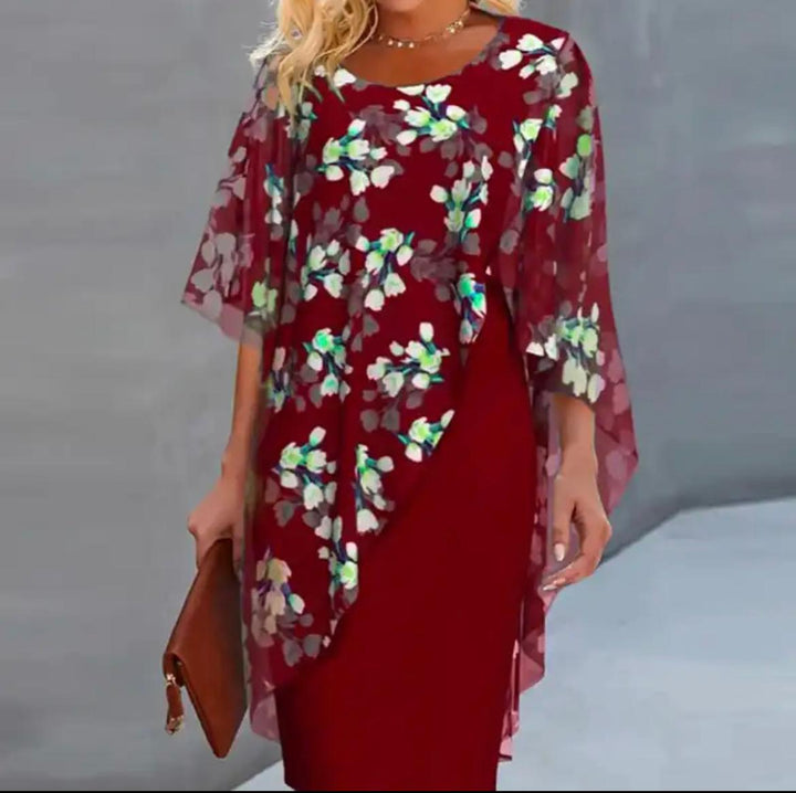 Dina- Sheer Capelet Dress